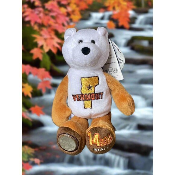2001 Limited Treasures Vermont State Quarter Coin Bean Bear Plush - Picture 1 of 5
